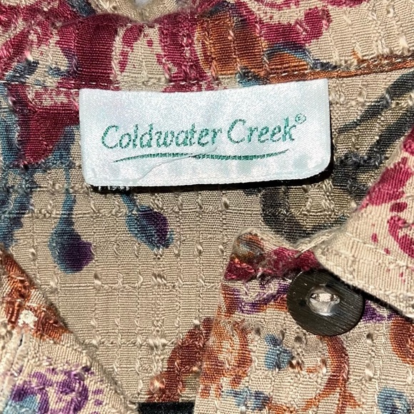 Coldwater Creek Floral Jacket Lightweight Button Up Tan Women's Size Large - Picture 6 of 6
